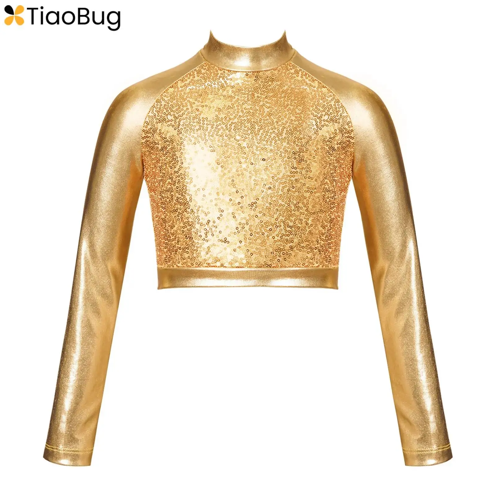Kids Girls Long Sleeve Turtleneck Dance Crop Top Sequin Metallic Tank Top Hip Hop Jazz Athletic T-shirt Tee Performance Costume
Kids Girls Long Sleeve Turtleneck Dance Crop Top Sequin Metallic Tank Top Hip Hop Jazz Athletic T-shirt Tee Performance Costume