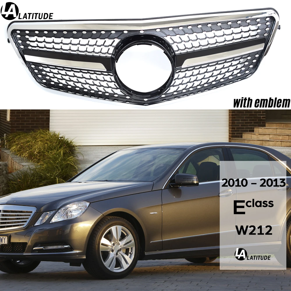 

Pre-facelifted W212 Grill, Diamond Style Black Silver Front Grille for Mercedes E Class Sedan W212 Estate S212 2010 - 2013