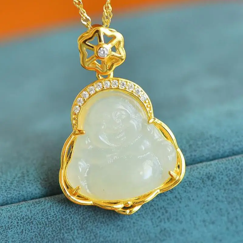 Natural White Jade Zircon Buddha Pendant 925 Sterling Silver Necklace Women Hetian Jades Nephrite Lucky Charms Fengshui Amulets
Natural White Jade Zircon Buddha Pendant 925 Sterling Silver Necklace Women Hetian Jades Nephrite Lucky Charms Fengshui Amulets