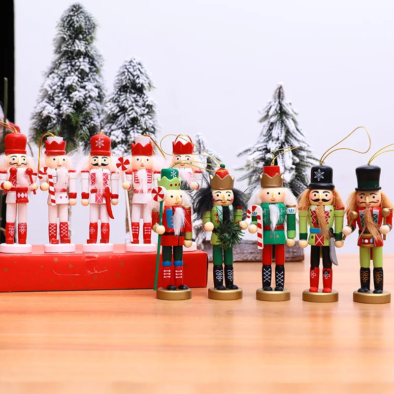 

7/12/14cm Nutcracker Wooden Doll Puppet Ornaments Desktop Decoration Cartoons Walnuts Soldiers Band Dolls Nutcracker Miniatures