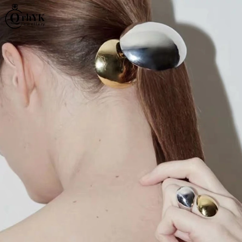 

Simple Trendy Metal Eggshell Shape Spring Hair Clip Fashion Ponytail Hair Clip Barrettes For Women Girls Hair Accessories