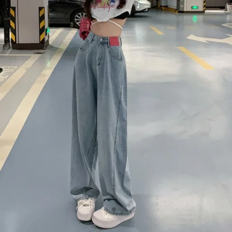 Blue Jeans for Women Solid Loose High Waist Wide Leg Dragging Denim Pants Vintage Streetwear Style Straight Pants Female
Blue Jeans for Women Solid Loose High Waist Wide Leg Dragging Denim Pants Vintage Streetwear Style Straight Pants Female