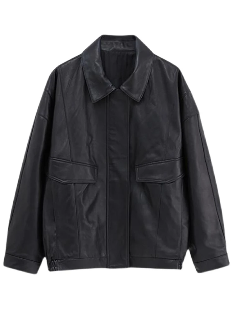 Lautaro Spring Autumn Cool Retro Casual Oversized Black Waterproof Soft Faux Leather Jackets for Women Zipper Elastic Waist 2023
Lautaro Spring Autumn Cool Retro Casual Oversized Black Waterproof Soft Faux Leather Jackets for Women Zipper Elastic Waist 2023