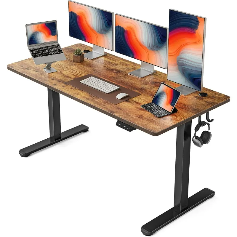 

Electric Standing Desk, 63 X 24 Inches Height Adjustable Stand Up Desk, Sit Stand Home, Computer Desk, Rustic Brown
