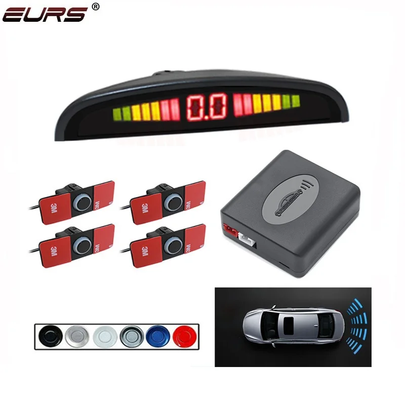 

4 Sensors Buzzer 16.5mm Car Parking Sensor Kit Reverse Backup Radar Sound Alert Indicator Probe System Silver/White/Black/Grey