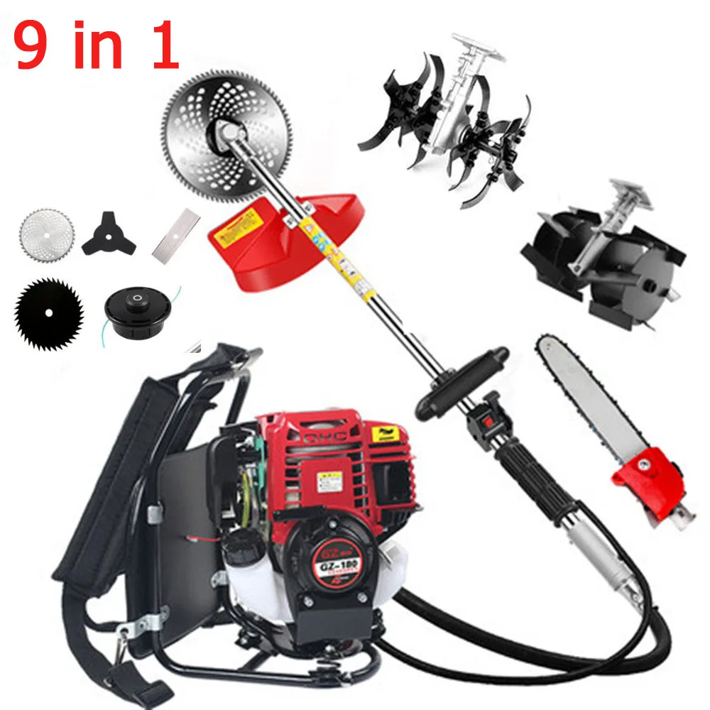 

9 In1 New High Quality Backpack Brush Cutter Grass Cutter with GX35 4 Stroke 35cc Petrol Engine Tree Cutter Mini Tiller
