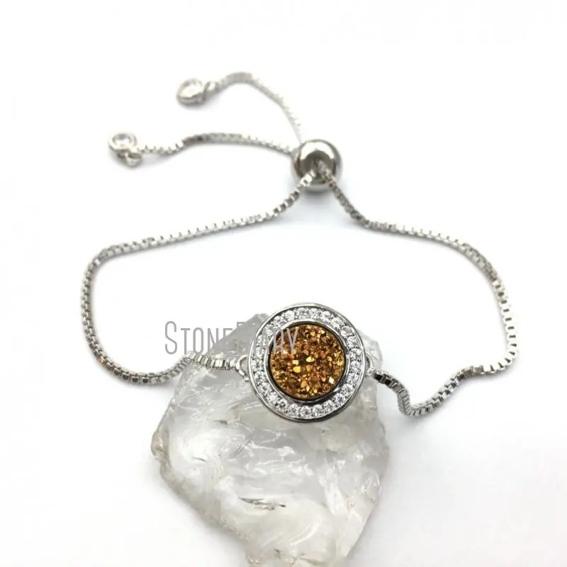 BM12743 Natural Druzy Crystal Clear Cz Micro Pave Silver Plated Round Shape Copper Link Bracelet Adjustable Gift For Women
BM12743 Natural Druzy Crystal Clear Cz Micro Pave Silver Plated Round Shape Copper Link Bracelet Adjustable Gift For Women