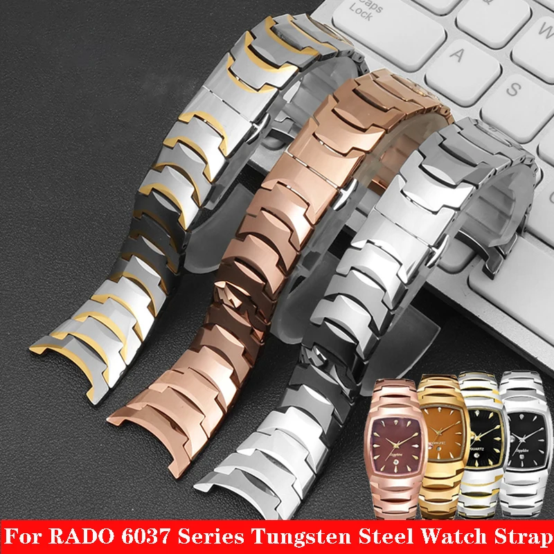 

Watch Strap For Rado 6037 Series Solid Tungsten Steel Butterfly Buckle Concave Mouth Men's And Women's Watchband 24*16mm 12*8mm