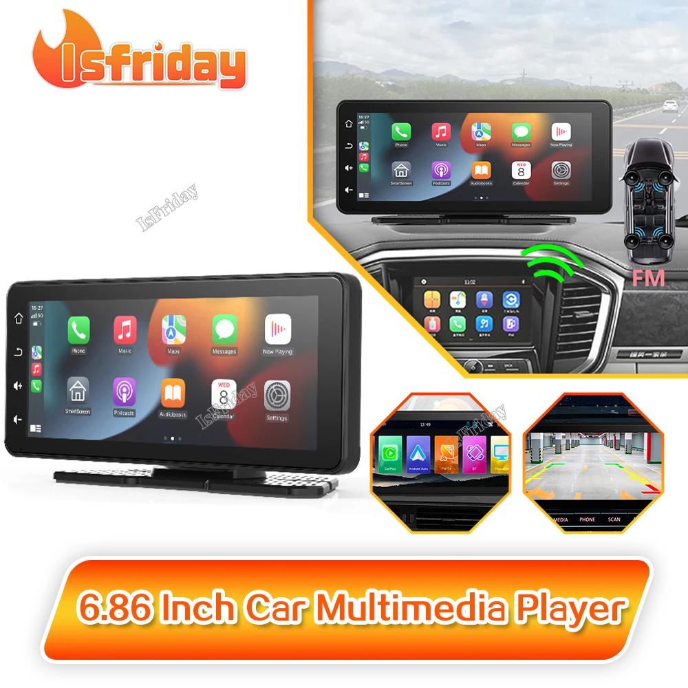 Portable 6.86 Inch Car Multimedia Player Carplay Android Auto Monitor GPS Navigation Touch Screen Vehicle Radio DVR Dashboard
Portable 6.86 Inch Car Multimedia Player Carplay Android Auto Monitor GPS Navigation Touch Screen Vehicle Radio DVR Dashboard