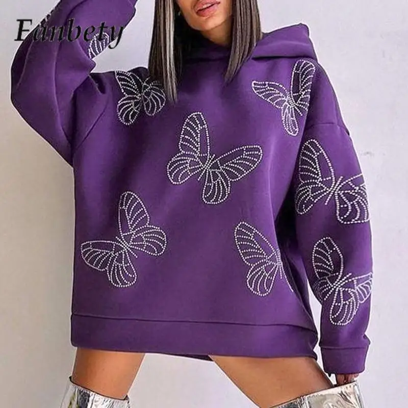 Casual Hooded Sweater Pullover Chic O Neck Long Sleeve Versatile Thick Jacket Fashion Butterfly Hot Diamond Pattern Sweatshirt
Casual Hooded Sweater Pullover Chic O Neck Long Sleeve Versatile Thick Jacket Fashion Butterfly Hot Diamond Pattern Sweatshirt