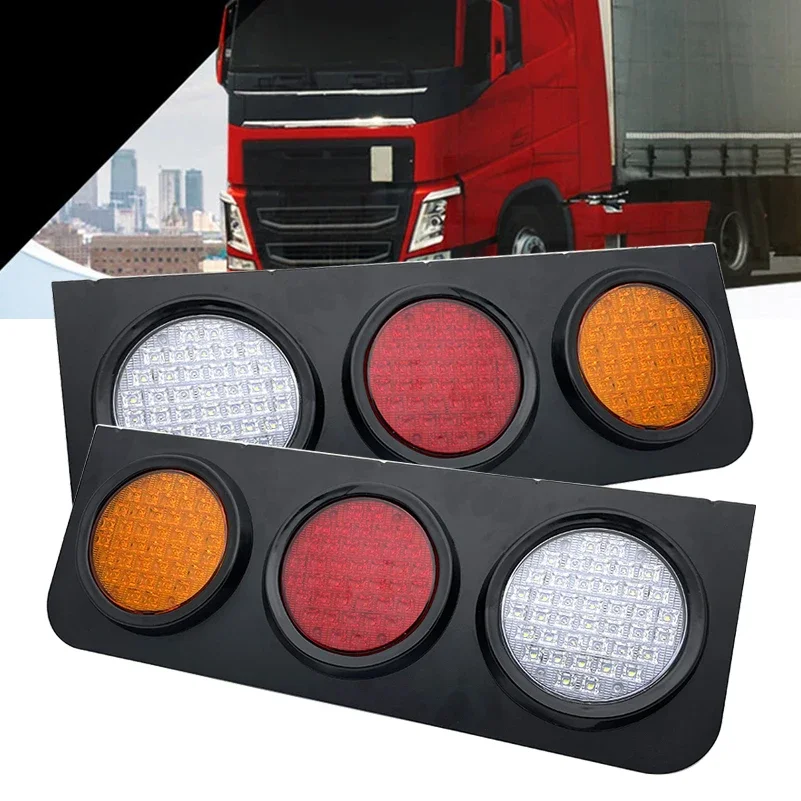 

2pcs LED Truck Tail Light Rear Lights Turn Signal Brake Reverse Signal Lamp Trailer Lorry Bus Camper Caravan RV Tractor 12V 24V