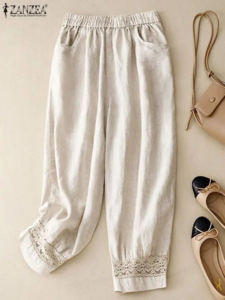 ZANZEA Vintage Lace Stitching Pant Casual Woman Solid Pants Autumn Fashion Long Trouser Elegant Elastic Waist Pocket Palazzo
ZANZEA Vintage Lace Stitching Pant Casual Woman Solid Pants Autumn Fashion Long Trouser Elegant Elastic Waist Pocket Palazzo
