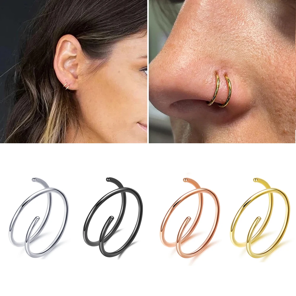 VOJO 20G G23 Titanium Double Hoop Nose Rings 6/8/10mm Hypoallergenic Small Spiral Piercing Jewelry for Women Men
VOJO 20G G23 Titanium Double Hoop Nose Rings 6/8/10mm Hypoallergenic Small Spiral Piercing Jewelry for Women Men