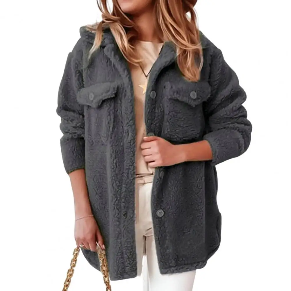 Women Winter Coat Solid Color Lapel Single-breasted Loose Cardigan Keep Warm Thick Plush Long Sleeves Lady Coat for Daily Wear
Women Winter Coat Solid Color Lapel Single-breasted Loose Cardigan Keep Warm Thick Plush Long Sleeves Lady Coat for Daily Wear