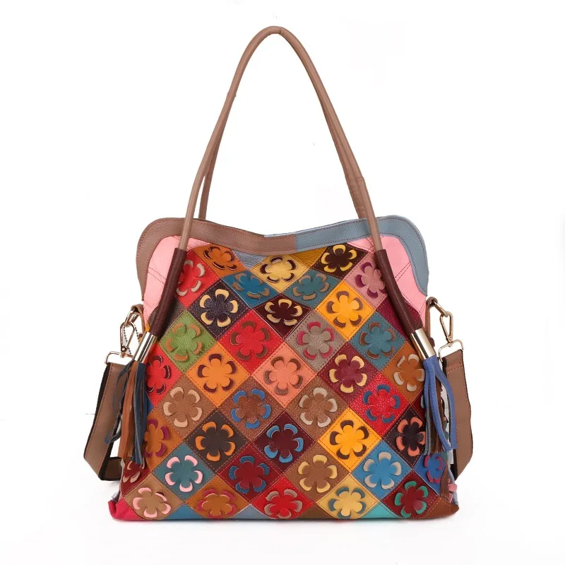 Hot Sale Genuine Real Leather Luxury Patchwork Ladies Flower Small Purse Handbag Over The Shoulder Bag Women Design Tote Bag 
Hot Sale Genuine Real Leather Luxury Patchwork Ladies Flower Small Purse Handbag Over The Shoulder Bag Women Design Tote Bag