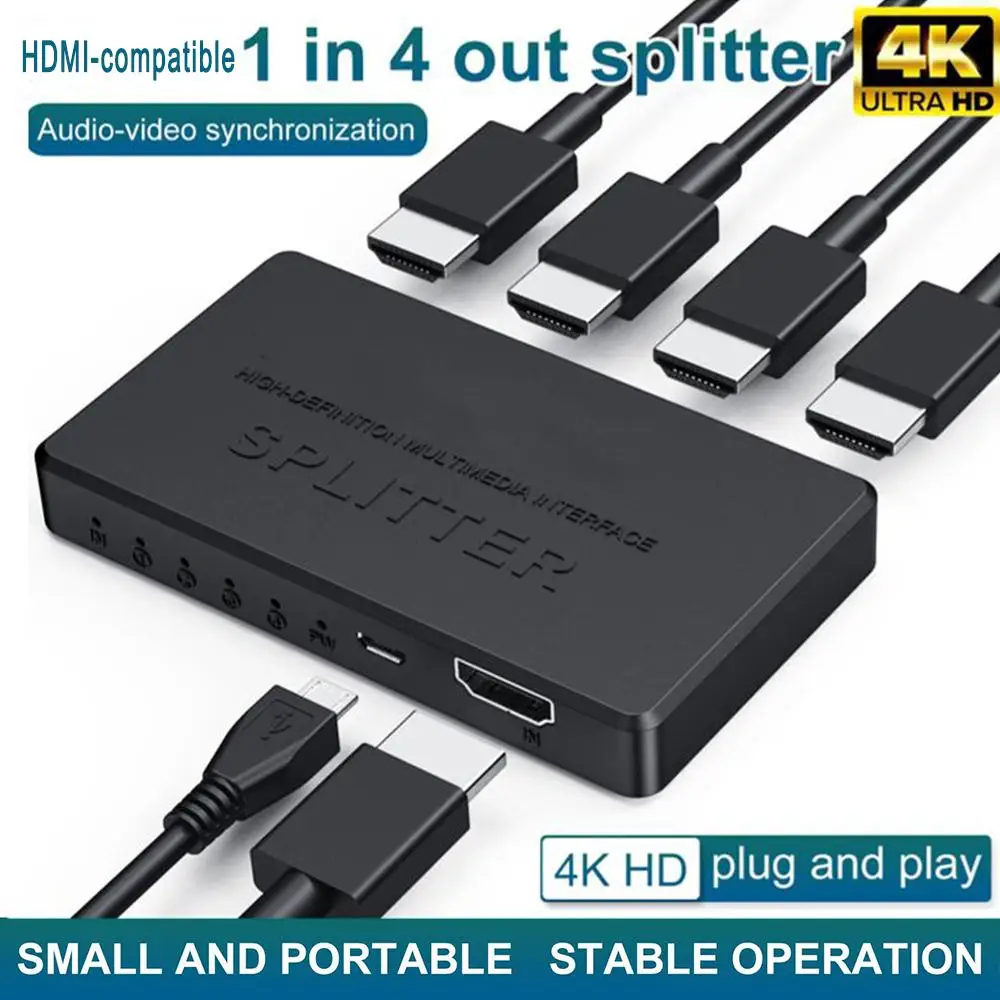 

4K 2K HD Splitter1 In 4 Out 4x1 HD Switch 1080P Quad Video Viewer Splitter Multi Screen Multi-Viewer Seamless HDMI Switcher R4Q5