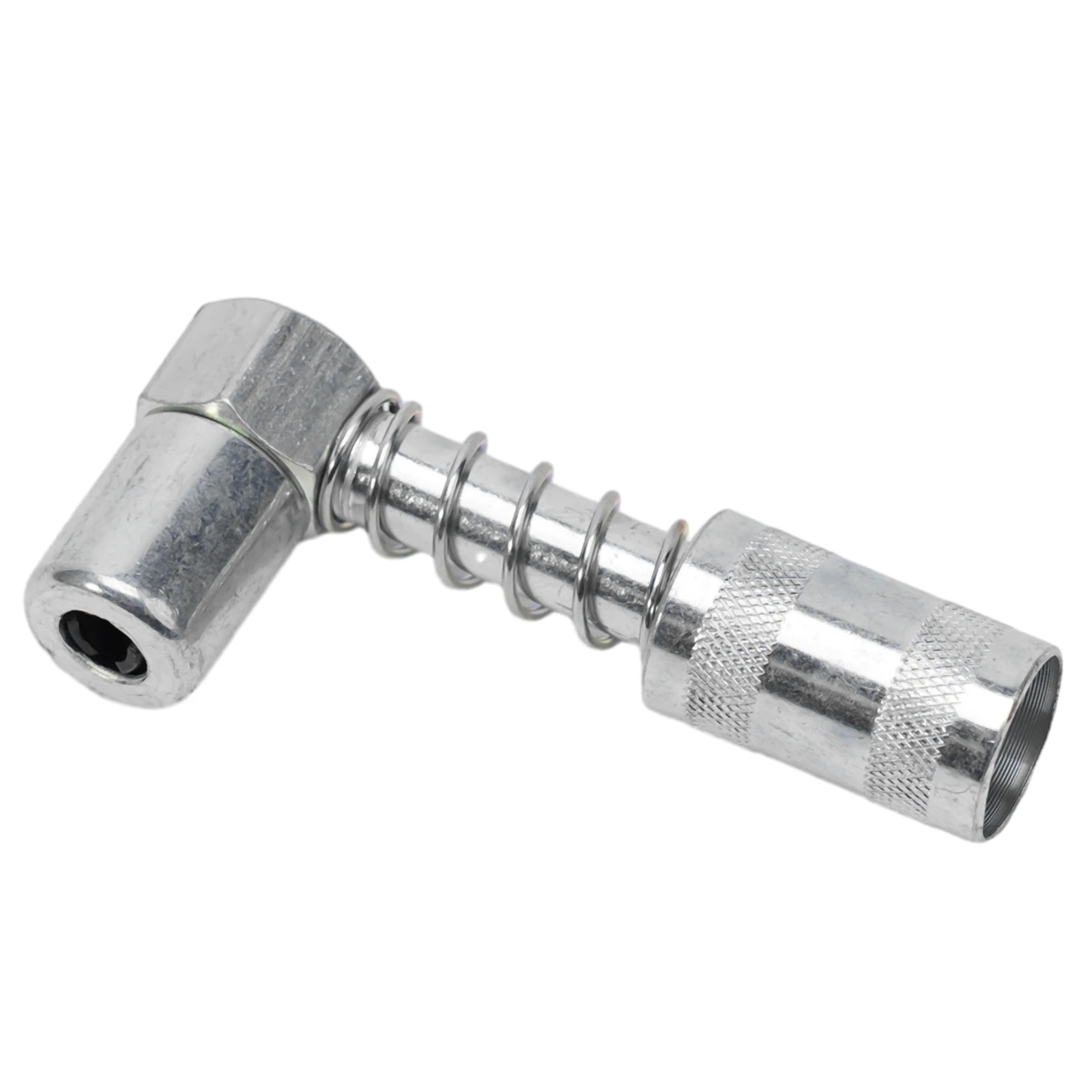 Reliable 90 Degree Grease Nozzle Adapter 3 Jaw Coupler Tool Spring Loaded Sleeve Locks Durable Carbon Steel Material
Reliable 90 Degree Grease Nozzle Adapter 3 Jaw Coupler Tool Spring Loaded Sleeve Locks Durable Carbon Steel Material