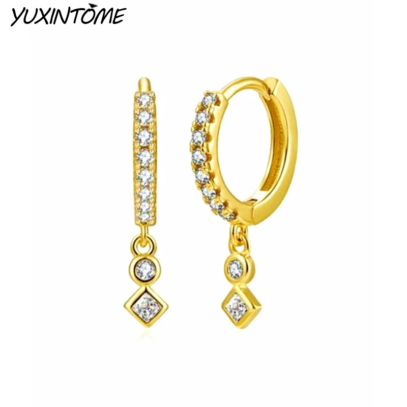 

925 Sterling Silver Needle Minimalism Geometric 24K Gold Earrings Korean Fashion Hoop Earrings for Women Trend Jewelry Gift