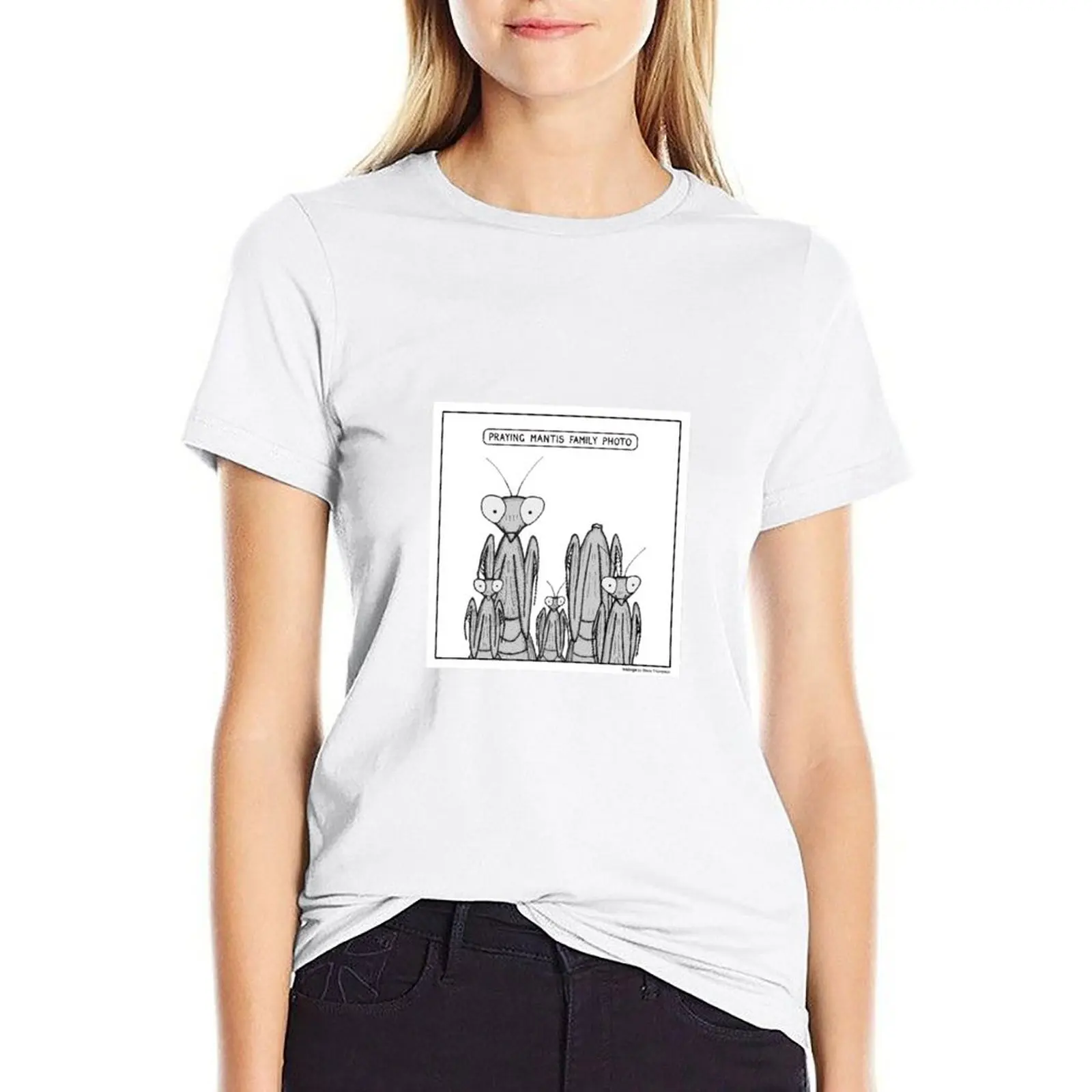 Praying Mantis family photo T-shirt funny Short sleeve tee Women clothes
Praying Mantis family photo T-shirt funny Short sleeve tee Women clothes
