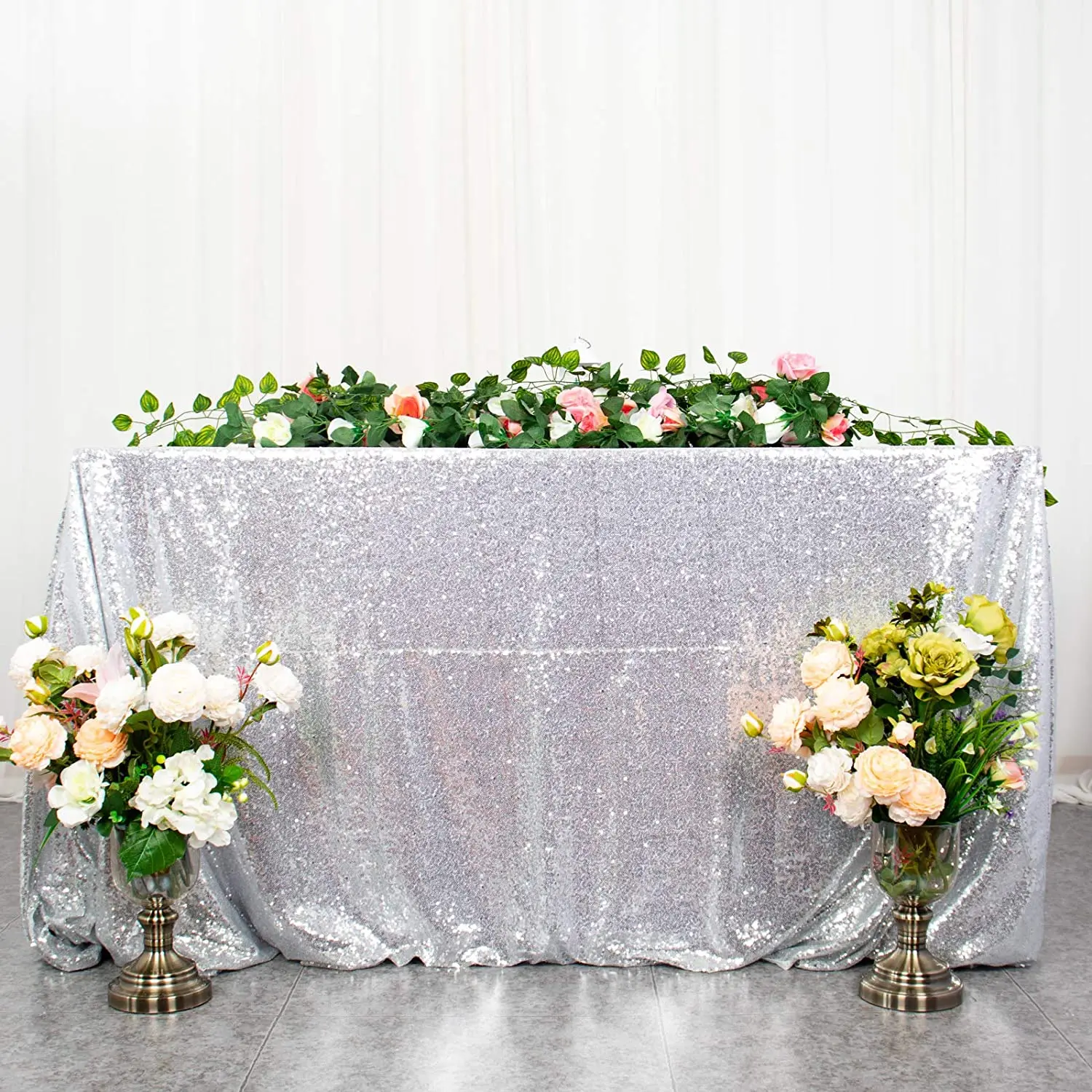 Silver Sequin Fabric Tablecloth 90x132 Rectangle Table Cloth Glitter Table Cover Overlay Sparkle Table Linen for Wedding Party
Silver Sequin Fabric Tablecloth 90x132 Rectangle Table Cloth Glitter Table Cover Overlay Sparkle Table Linen for Wedding Party