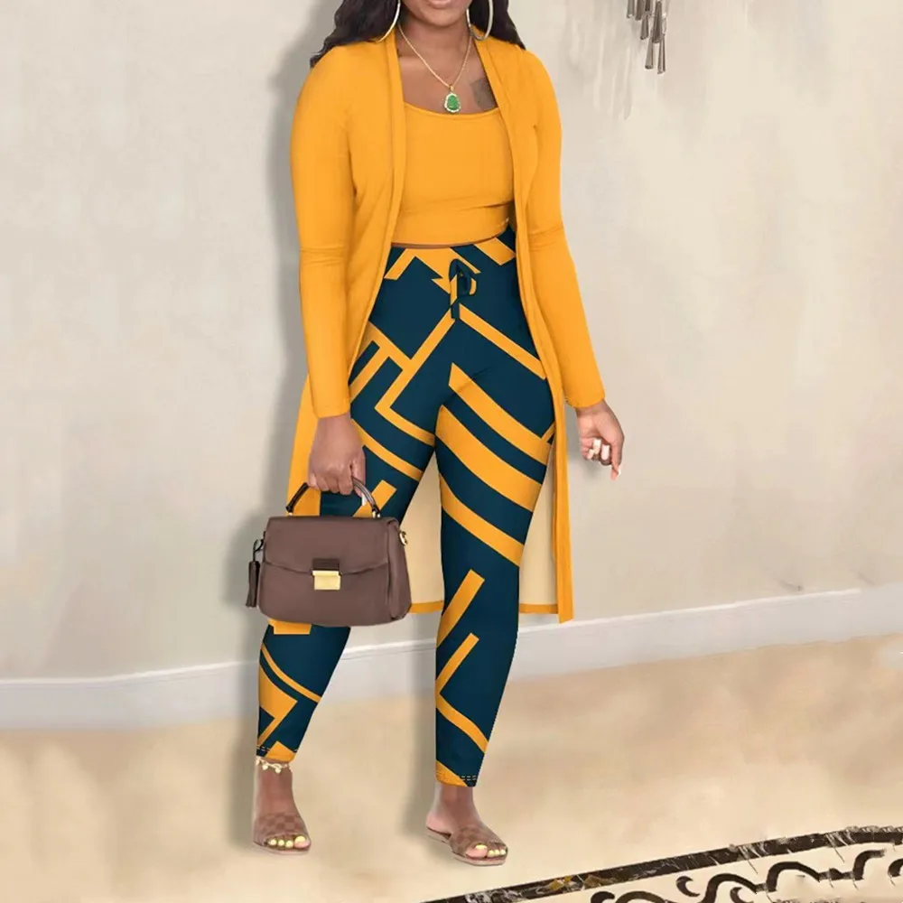 2023 Autumn Casual Printed 3 Piece Set Women Fashion Cardigan Coat Tank Top Legging Jogger Pants Fall Suit Women 3 Piece Outfits
2023 Autumn Casual Printed 3 Piece Set Women Fashion Cardigan Coat Tank Top Legging Jogger Pants Fall Suit Women 3 Piece Outfits