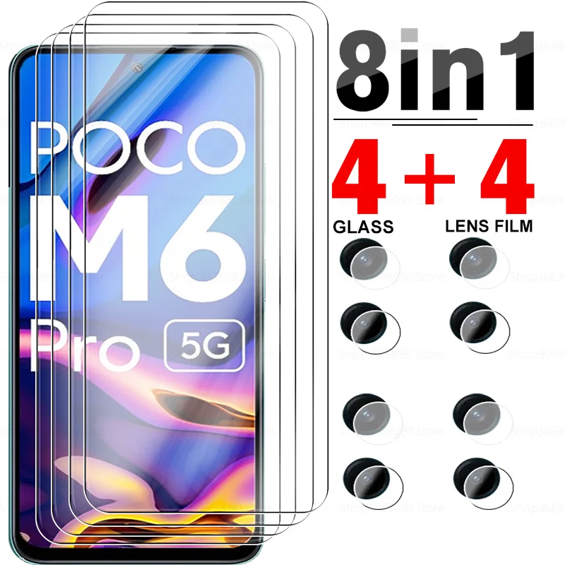 

8in1 Camera Film Protective Glass Poko M 6 Pro 6Pro Poxo M6Pro 5G Tempered Screen Protector For Xiaomi Poco M6 Pro Glass Films