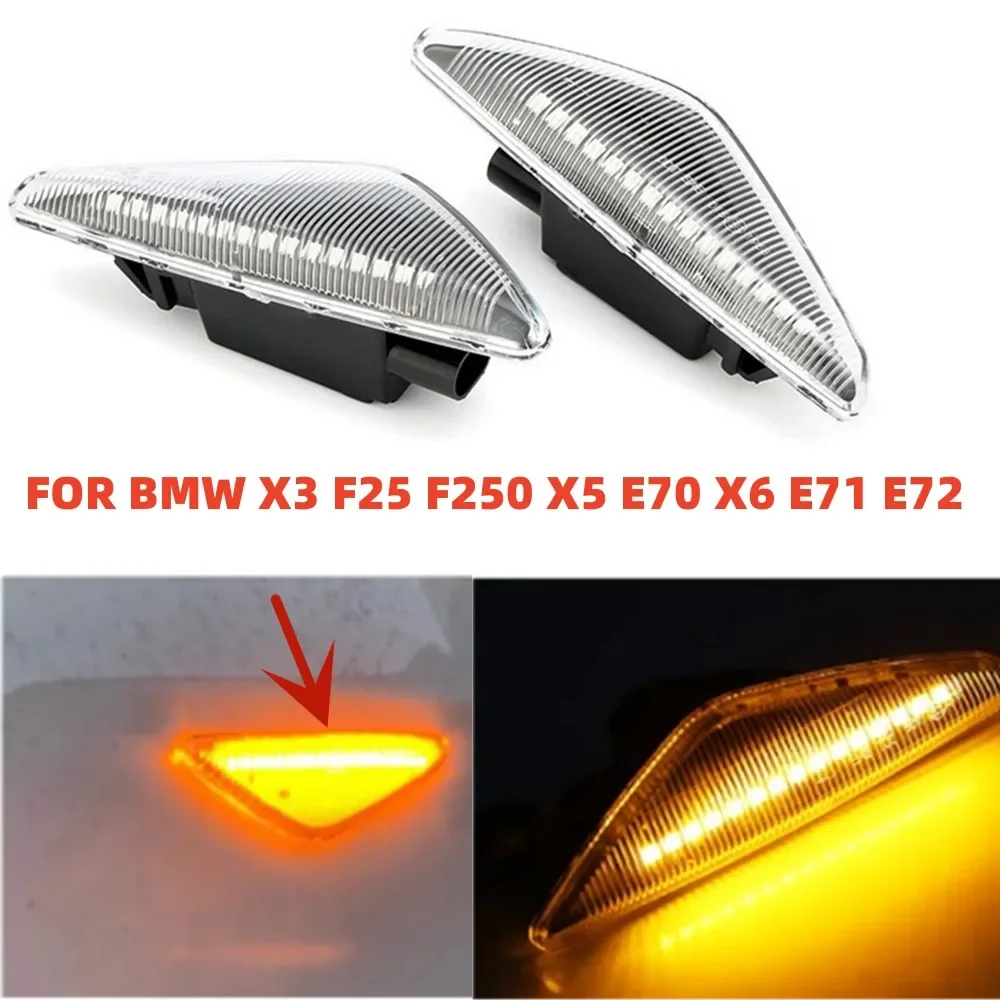 

2PCS Car LED Dynamic Side Marker Turn Signal Blinker Flowing Water Light For BMW X3 F25 X5 E70 X6 E71 E72 2007-2019