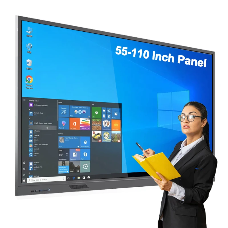 

65/75/85/98/110 Inch OPS Slot Dual System School LCD Display PC Touch Screen Panel Smart Board Interactive Whiteboard