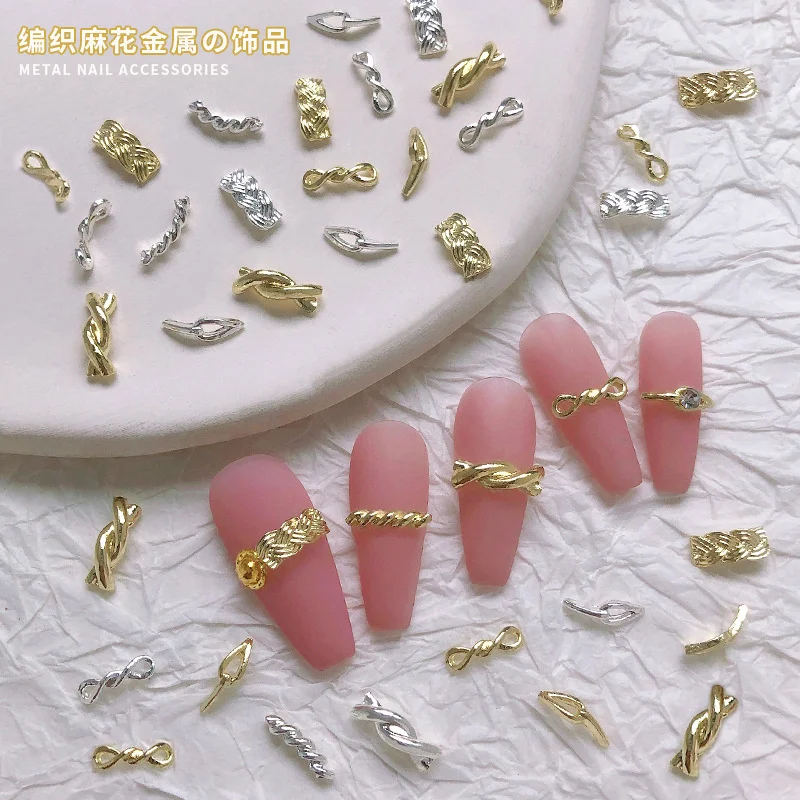20pcs Gold Silver Twist Nail Charms 3D Glitter Metal Manicure Accessory Mixed Shape Rhinestone Nail Supplies DIY Nail Decoration
20pcs Gold Silver Twist Nail Charms 3D Glitter Metal Manicure Accessory Mixed Shape Rhinestone Nail Supplies DIY Nail Decoration