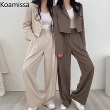 Koamissa Spring Fall Offie Lady Suit Fashion Solid Women Two Pieces Set Cropped Blazer High Waist Wide Leg Pant Loose Outfits
Koamissa Spring Fall Offie Lady Suit Fashion Solid Women Two Pieces Set Cropped Blazer High Waist Wide Leg Pant Loose Outfits