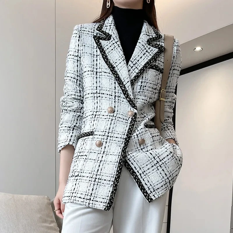 Vintage Elegant Double Breasted Suit Jacket Women New 2024Autumn Winter Long Sleeve Office Coat Tweed Plaid Patchwork Blazer Y2k
Vintage Elegant Double Breasted Suit Jacket Women New 2024Autumn Winter Long Sleeve Office Coat Tweed Plaid Patchwork Blazer Y2k