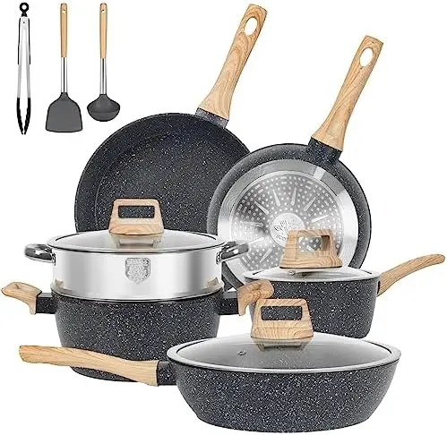 and Pans Set, Nonstick Kitchen Cookware Sets, 12 Pcs Induction Cookware Granite Cooking Set with PFOS & PFOA Free Frying Pan Pla
and Pans Set, Nonstick Kitchen Cookware Sets, 12 Pcs Induction Cookware Granite Cooking Set with PFOS & PFOA Free Frying Pan Pla