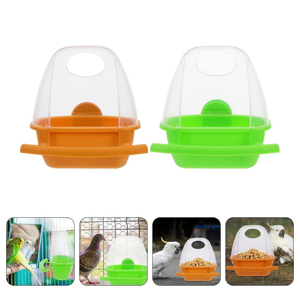 

2 Pcs Bird Food Box Feeder Outdoor Parrot Pet Feeders Vegetable Cage Accessories Plastic Parakeet Containers