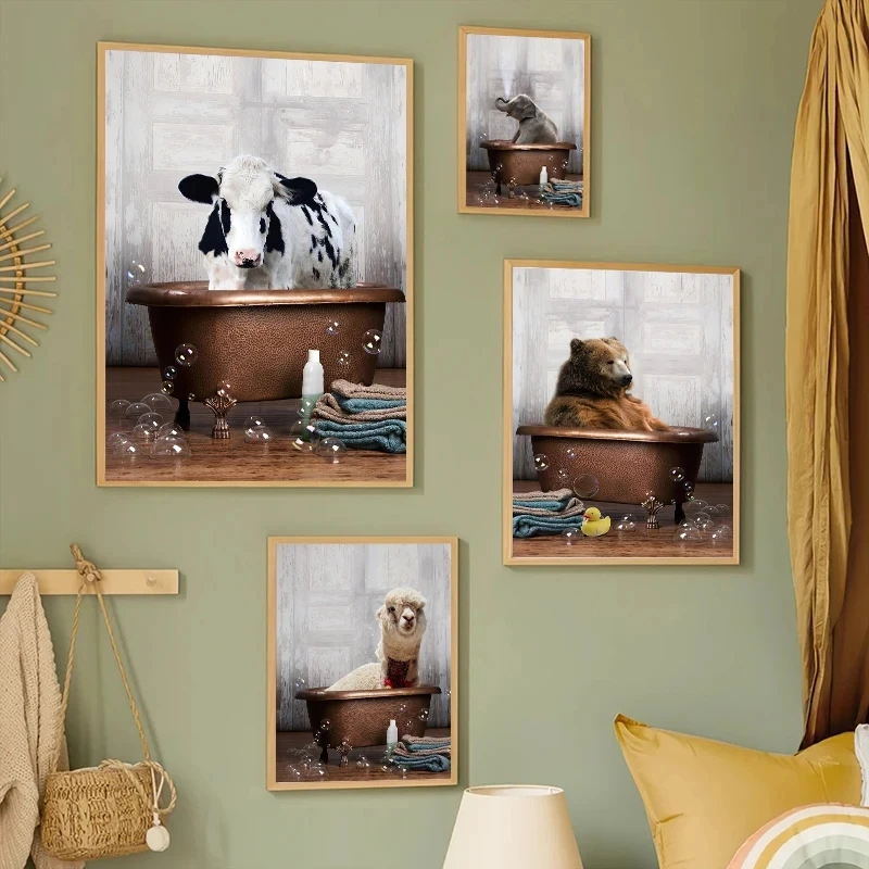 Cute Animals Cows Elephants Showers Posters and Prints Wall Art Canvas Painting Pictures for Bathroom Toilet Home Decoration
Cute Animals Cows Elephants Showers Posters and Prints Wall Art Canvas Painting Pictures for Bathroom Toilet Home Decoration