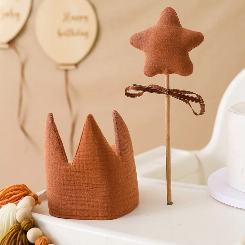 

1Set Baby Wooden Star Magic Wand Rattle Hat Crown Toy Newborn Birthday Party Photography Props Accessories For Childern Gift