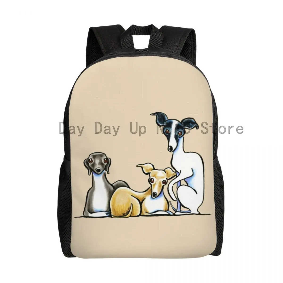 

3D Print Italian Greyhound Backpacks for Cute Whippet Sighthound Dog College School Travel Bags Bookbag Fits 15 Inch Laptop