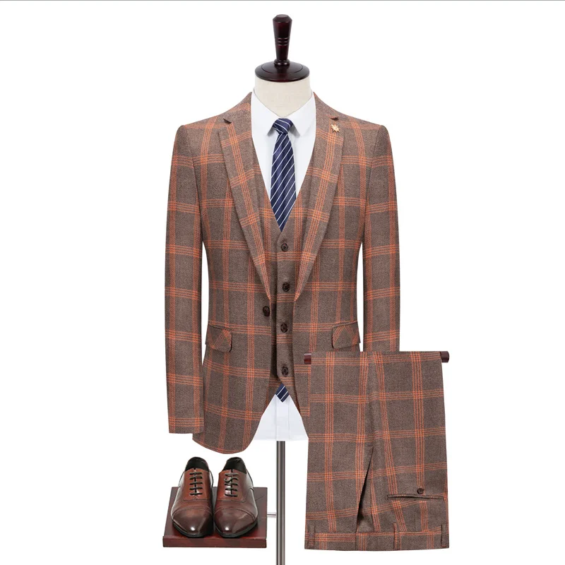 Spring Autumn New Suit Men Three Pieces Plaid British Korean Version Slim Business Casual Leisure Wedding Drop Ship
Spring Autumn New Suit Men Three Pieces Plaid British Korean Version Slim Business Casual Leisure Wedding Drop Ship