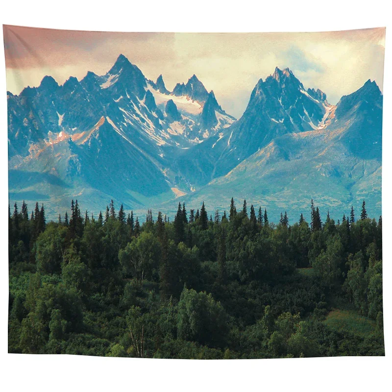 

Wall Hanging Tapestry Psychedelic Nature Mountain Seascape Fog Forest Landscape Printed Living Room Bedroom Home Decor