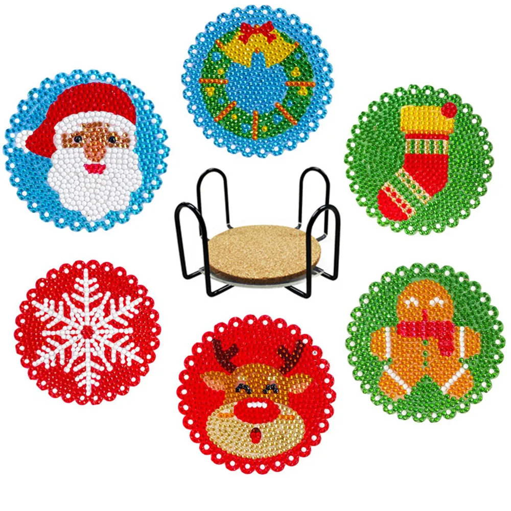 New 5D DIY Diamond Painting Coasters 6 Pieces/Set Christmas Pattern Diamond Mosaic Anti-Slip Coasters Xmas Home Decor Gifts 
New 5D DIY Diamond Painting Coasters 6 Pieces/Set Christmas Pattern Diamond Mosaic Anti-Slip Coasters Xmas Home Decor Gifts