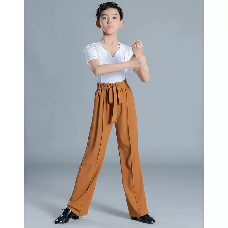 

Children's Latin dance dress summer short-sleeved training dress boys performance set tango training clothing