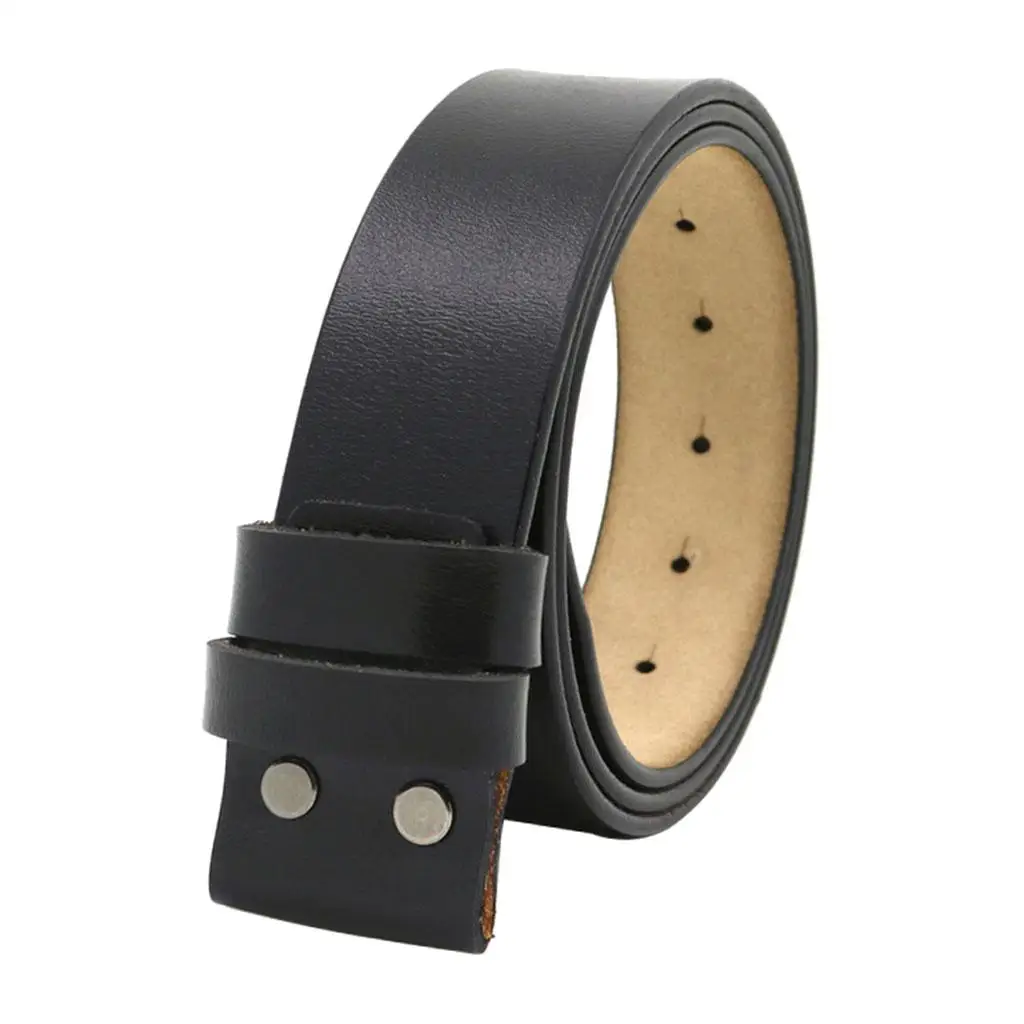 

Mens Belt No Buckle Leather Belt Pin Lock Strap Length-120cm Width-3.8cm