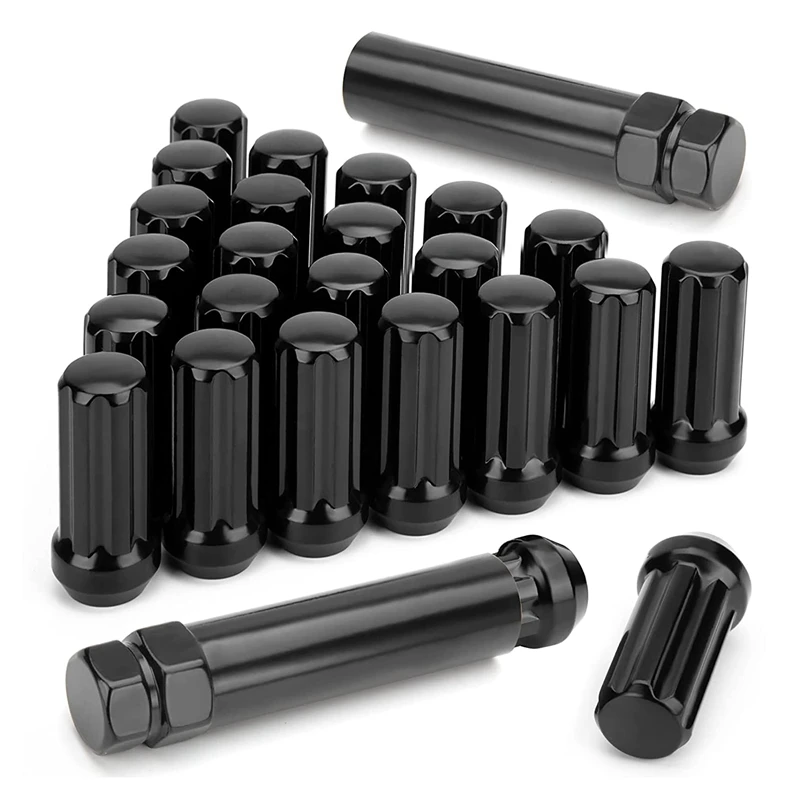 M14X1.5 Wheel Lug Nuts, 24 Pieces 14Mmx1.5 7 Spline Drive Awl Acorn Cone Lug Nuts 2Inch Long Black With 2 Socket Key
M14X1.5 Wheel Lug Nuts, 24 Pieces 14Mmx1.5 7 Spline Drive Awl Acorn Cone Lug Nuts 2Inch Long Black With 2 Socket Key