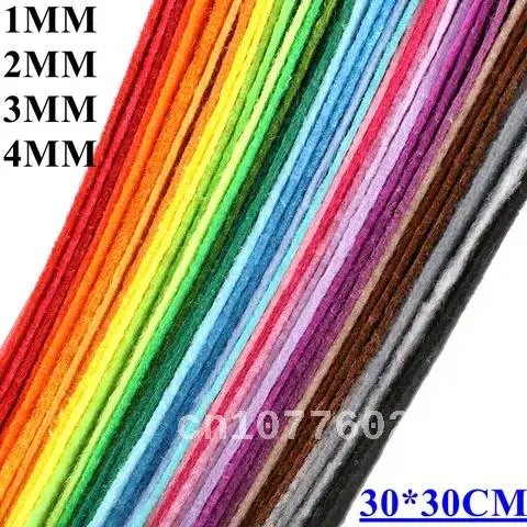 

1pc 1/2/3/4MM Thick Polyester Cloth Felts 30*30CM Handmade Fabric Craft Felts For Home Decoration Needlework Toy Sewing Supplies