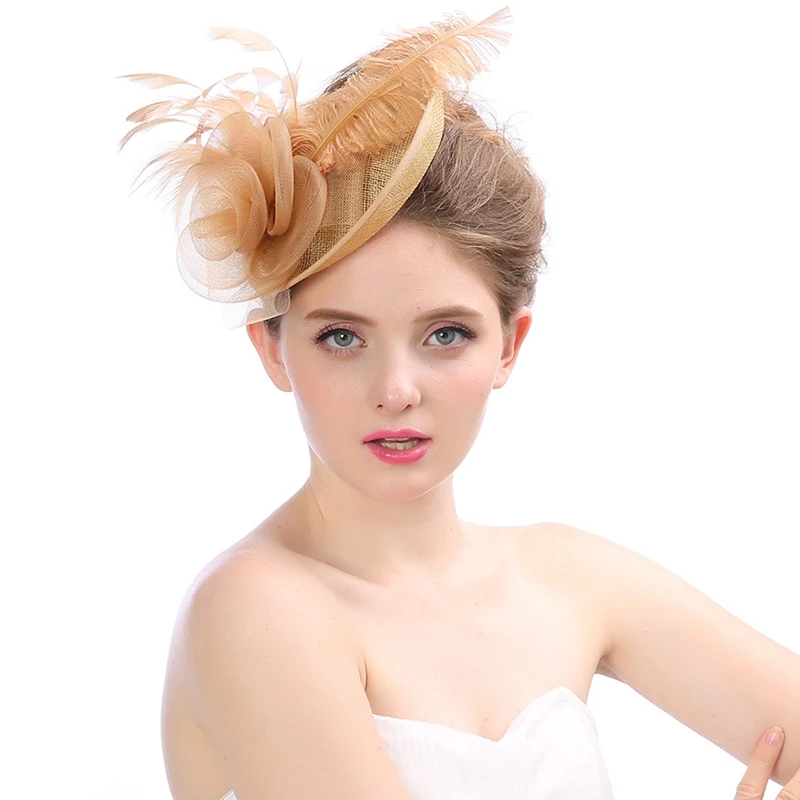 Bride Wedding Headwear Champagne Headpiece Hair Clip For Cocktail Fascinator Hat For Women Elegant Hair Accessories Veil Chapeau
Bride Wedding Headwear Champagne Headpiece Hair Clip For Cocktail Fascinator Hat For Women Elegant Hair Accessories Veil Chapeau