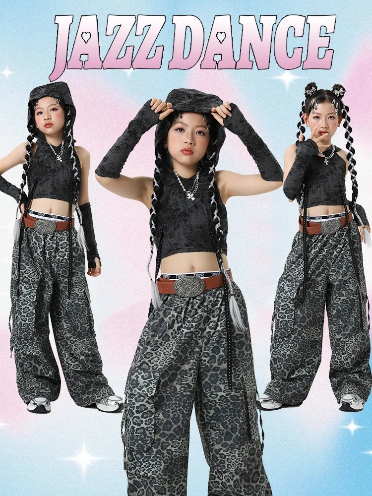 

2024 New Ballroom Hip Hop Dance Costumes For Girls Hoodie Loose Tops Hiphop Pants Streetwear Children Jazz Stage Wear DQS16216