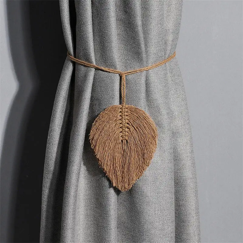 🍃 Handwoven Leaf Macrame Curtain Tiebacks - Boho Cotton & Linen Tassel Holdbacks for Natural Window Styling 7 Sebdf6f2ebd024ab3b644c1313554e9d8M