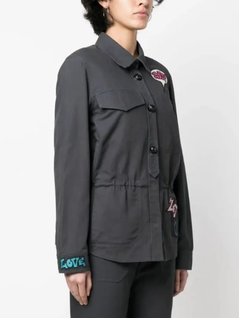 Women's Jacket Cartoon Letter Embroidery Front Buttons Elastic Waist Long Sleeve Casual Female Coat
Women's Jacket Cartoon Letter Embroidery Front Buttons Elastic Waist Long Sleeve Casual Female Coat