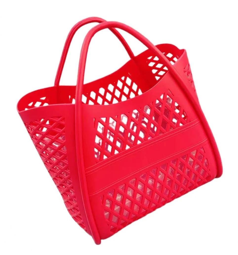 Handbag Silicone Hollow Vegetable Basket Bag Picnic Bag Shopping Baskets PVC Beach Bag Wash Basket Bath Bags Jelly Bag
Handbag Silicone Hollow Vegetable Basket Bag Picnic Bag Shopping Baskets PVC Beach Bag Wash Basket Bath Bags Jelly Bag