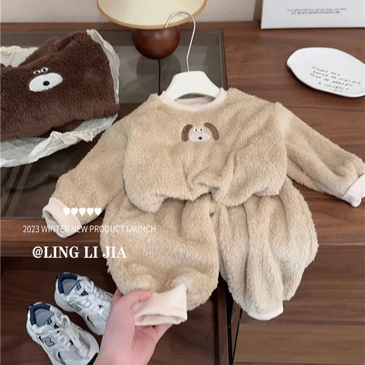 Korean Winter Childrens Boys Pajamas Soft Cotton Double-sided Plush Teddy Bear Flannel Velvet Set Kids Baby Boys Homewears
Korean Winter Childrens Boys Pajamas Soft Cotton Double-sided Plush Teddy Bear Flannel Velvet Set Kids Baby Boys Homewears
