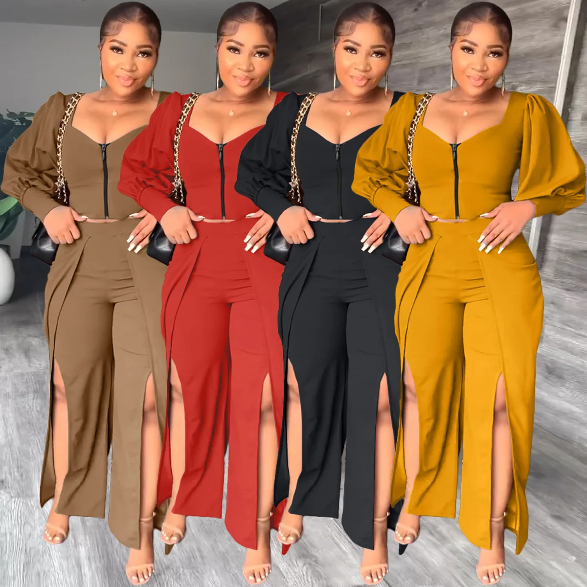 Casual Women Shirt Zipper Tank Top Shirt + Long Pants Split Out Streetwear Matching Set Clothes For Women Outfit
Casual Women Shirt Zipper Tank Top Shirt + Long Pants Split Out Streetwear Matching Set Clothes For Women Outfit